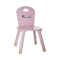 kdo magic chaise enfant personnalisable - nom ou message - bois - gravure laser - cadeau enfant, garçon, fille, chambre, noël, anniversaire (rose)