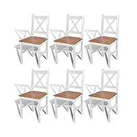fauteuils et chaises chaises de cuisine chaise de salle à manger 6 pcs bois blanc et couleur naturelle