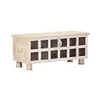 armoires et meubles de rangement coffres de rangement boîte de rangement blanc 110x40x45 cm bois d'acacia massif