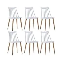 fauteuils et chaises chaises de cuisine 6 pcs chaises de salle à manger blanc plastique