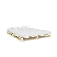 vidaxl cadre de lit de palette sommier à lattes lit double lit adulte cadre à lattes sur pied chambre à coucher maison 180x200 cm bois de pin massif