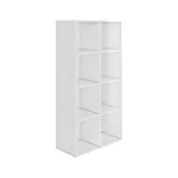 vidaxl bibliothèque buffet armoire de livres commode armoire de rangement meuble de rangement salon maison intérieur blanc brillant 66x30x130 cm aggloméré