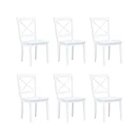 fauteuils et chaises chaises de cuisine 6 pcs chaises de salle à manger blanc bois d'hévéa massif
