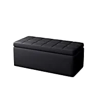pouf de rangement, simili-cuir banc de salon avec tabouret de canapé polyvalent avec coffre de rangement pliant robuste pour salon, chambre et bureau ( couleur : noir , taille : 60*40*40cm )