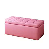 pouf de rangement, simili-cuir banc de salon avec tabouret de canapé polyvalent avec coffre de rangement pliant robuste pour salon, chambre et bureau ( couleur : rose , taille : 80*40*40cm )