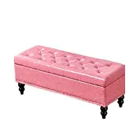 pouf de rangement, banc polyvalent de pouf rembourré de sofa de salon avec le coffre se pliant fort de boîte de rangement pour salon, chambre et bureau ( couleur : rose , taille : 60*43*45cm )