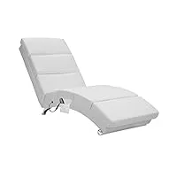 casaria méridienne london chaise longue d'intérieur design avec fonction de massage chauffage fauteuil relax salon blanc
