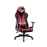 diablo x-horn chaise gaming siege fauteuil bureau accoudoirs 3d design ergonomique oreiller cou coussin lombaire skaï fonction d'inclinaison noir-rouge king (xl)
