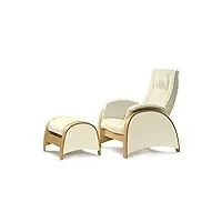 lounge x antasette fauteuil relax | fauteuil bascule, design moderne, Сuir écologique, Сouleur beige clair, placage naturel - chaise pour chambre à coucher, salon o jardin
