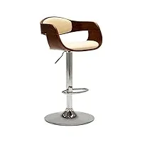 vidaxl chaise de bar tabouret de bar chaise de bistro chaise de comptoir chaise de salon tabouret de café maison crème similicuir bois courbé