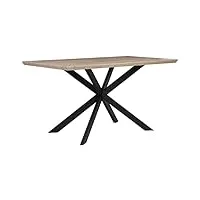 table à manger 140 x 80 cm plateau décor bois clair en mdf et pieds en métal noir de style industriel pour intérieur moderne ou minimaliste beliani