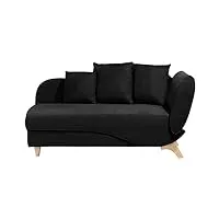 canapé chaise longue côté droit tapissé en velours noir de qualité avec espace de rangement pratique pour salon design moderne et glamour beliani