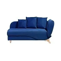canapé chaise longue côté droit tapissé en velours bleu foncé avec espace de rangement pratique pour salon design moderne et glamour beliani