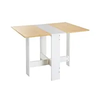 homcom table de cuisine pliable 103l x 76l x 74h cm en bois bicolore chêne blanc