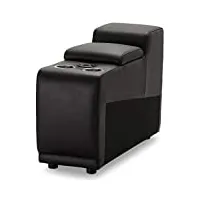 ibbe design alexa module barre en cuir noir sofa canapé relax canapé de relaxation avec porte-gobelets, chargeur sans fil et rangement, pieds en métal