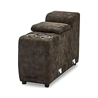 ibbe design alexa module barre en tissu brun sofa canapé relax canapé de relaxation avec porte-gobelets, chargeur sans fil et rangement, pieds en métal