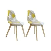 altobuy damas - lot de 2 chaises patchwork jaunes