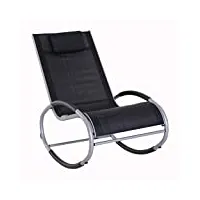 outsunny fauteuil chaise longue à bascule design contemporain dim. 117l x 62l x 91h cm alu. polyester noir