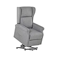 homcom fauteuil releveur inclinable avec repose-pied fauteuil de relaxation électrique ajustable lin gris chiné