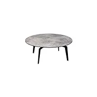 tousmesmeubles table basse ronde acier/céramique gris - yppa - l 90 x l 90 x h 36 cm - neuf