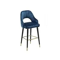 tabouret de bar chaise de salle À manger tabouret sur chaise avec dossier respirant, tapis en Éponge de 8 cm, cadre en bois massif en caoutchouc, siège bleu de 74 cm chaise de salle à manger