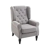 homcom fauteuil de relaxation simple avec pieds en bois et pieds en polyester marron/gris 76 x 86 x 108 cm, gris, b76 x t86 x h108 cm