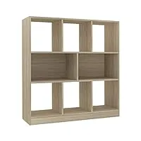 vidaxl bibliothèque meuble de rangement etagère à livres armoire à livres meuble à livres salon bureau maison intérieur chêne sonoma aggloméré