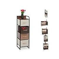 relaxdays armoires avec tiroirs, 4 à 7 compartiments, support, pliable, chambre, commode nuit, 99,5 x 31 x 31,5 cm brun, acier, polyester, mdf, f