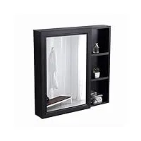 armoire miroir en aluminium home armoire miroir avec Étagère salle de bain Étanche avec armoire miroir porte mur meuble de rangement suspendu (color : black, size : 80 * 70 * 12.5cm)