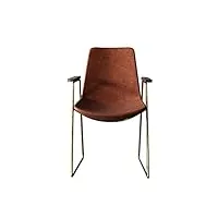 ofay chaise de salle À manger en bois massif, fauteuil nordique, table et chaise modernes et simples, chaise longue en cuir et métal - pieds dorés galvanisés,brownred