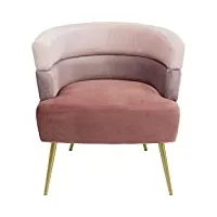 kare design fauteuil sandwich, rose, or, aspect velours, pieds acier, fauteuils cocktail, decoration maison, salon, chambre, 74x65x64cm