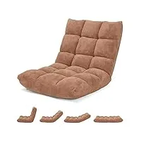 costway canapé paresseux tatami pliable chaise de plancher coussin de chaise de lit siège de sol pour maison, bureau 105 x 57 x 15 cm (jaune)