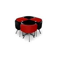 giovanni marchesi table de repas 100 avec 4 chaises design malaga noir & rouge