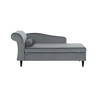 chaise longue méridienne côté gauche en velours gris clair avec rangement pour salon au style glamour beliani