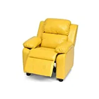 gjzm enfants recliner, pu meubles de salon pour les garçons et les filles, avec l'espace de stockage, les enfants canapé chaise, dossier réglable, 64 × 67 × 73cm, hauteur d'assise 38cm,jaune citron