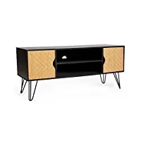 idmarket - meuble tv vintage leoni 2 portes motifs graphiques 113 cm