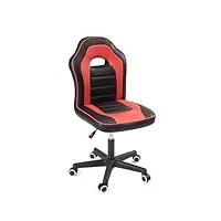 kayelles chaise fauteuil gamers junior, enfants, style racing, jeux video, ordinateur bam (noir et rouge, pu)