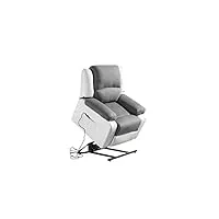 loungitude - detente - fauteuil de relaxation - electrique - releveur - en simili/microfibre - blanc/gris