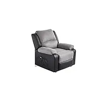 loungitude - detente - fauteuil de relaxation - electrique - releveur - en simili/microfibre - noir/gris