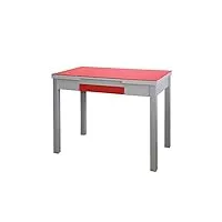 momma home - table de cuisine à rallonge - modèle tetra - rouge et agent - dimensions 100/160 x 60 x 77 cm - verre trempé et structure en bois laminé mdf