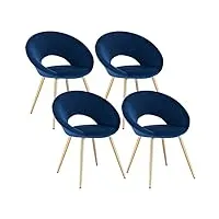 woltu chaises de salle à manger lot de 4 rembourrées en velours,chaise de salle de séjour bleu bh230bl-4