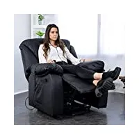 ecode fauteuil de massage relax monaco, 10 vibromoteurs à ondulation, inclinable à 160 °, fonction chauffage, programmes automatiques, simil cuir, a ++, eco-8590 n (noir)