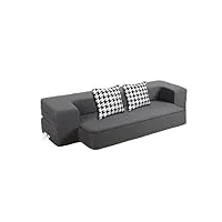 hontop canapé-lit pliable de 25,4 cm avec 2 oreillers, canapé-lit futon moderne en mousse à mémoire de forme pour lit d'appoint, matelas double, gris