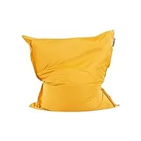 pouf géant xxl 140 x 180 cm jaune housse amovible à billes polystyrène fuzzy