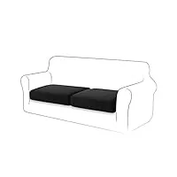 tianshu housses de coussin de siège de canapé extensible, housse coussin canapé antidérapante housse assise canapé élastique housse coussin canapé d'angle antipoussière (1 place*2,noir)