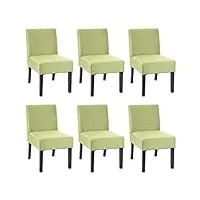 6x chaise de salle à manger hwc-f61, fauteuil lounge, tissu/textil - vert
