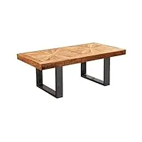 wohnling table basse moderne mangue en bois massif 105x40x55 cm table au design industriel | table basse avec table de salon rustique en bois et métal