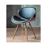 folkbury style rétro simili cuir à manger chaise de bureau en bois finitions noyer (noir faux cuir/finition noyer)