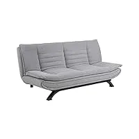 ac design furniture jasper canapé-lit, l : 196 x h : 91 x p : 96 cm, gris clair/noir, tissu/métal
