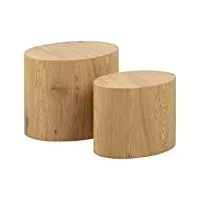ac design furniture rico table basse lot de 2, h: 40 x l: 33 x p: 48 cm, chêne sauvage, bois, 2 pc